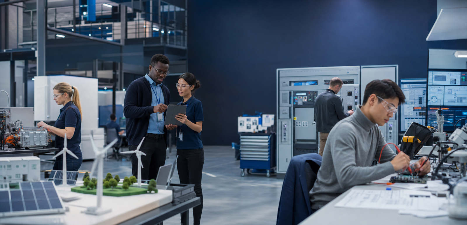 Technicians and technologists working with modern industrial and digital systems